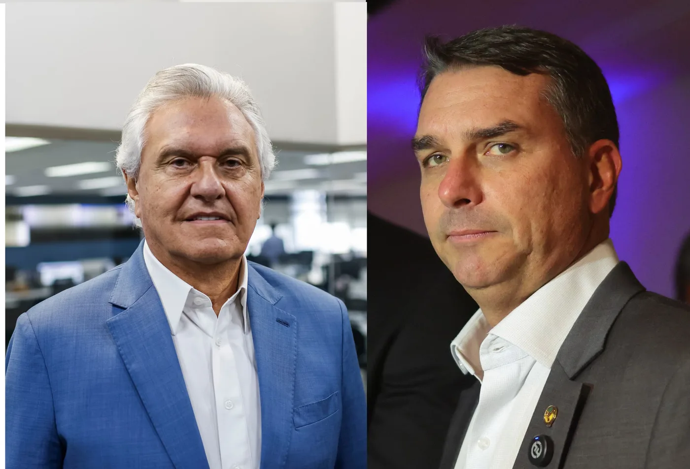 Ronaldo Caiado, presidenciável do PSD, e Flávio Bolsonaro, pré-candidato do PL à Presidência