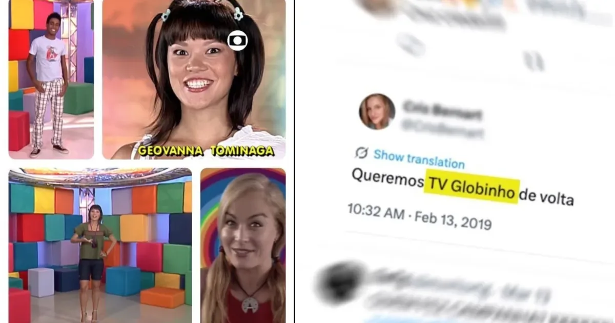 Logomarca do programa infantil TV Globinho com elementos gráficos coloridos da programação clássica